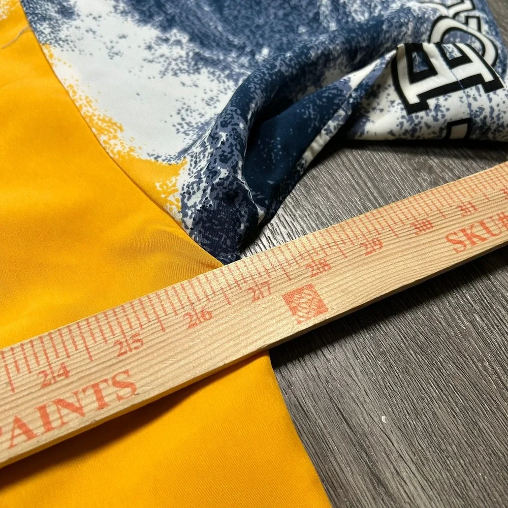 Ice Collection Button Up Shirt XXL Yellow Blue Vintage 90s Surfer Graphic Sport